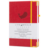 Live Whale Undated Planner, 12 Month Full Focus Weekly Planner / Monthly Productivity Journal for Habit Tracking, Wellness, Gratitude Journaling, Vegan-Friendly Moleskin Faux Leather Red Goal Planner