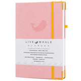 Live Whale Undated Planner, 3 Month  Daily Organizer Planner / Monthly Gratitude Journal for Habit Tracking, Wellness, Gratitude Journaling, Vegan-Friendly Moleskin Faux Leather Pink Goal Planner